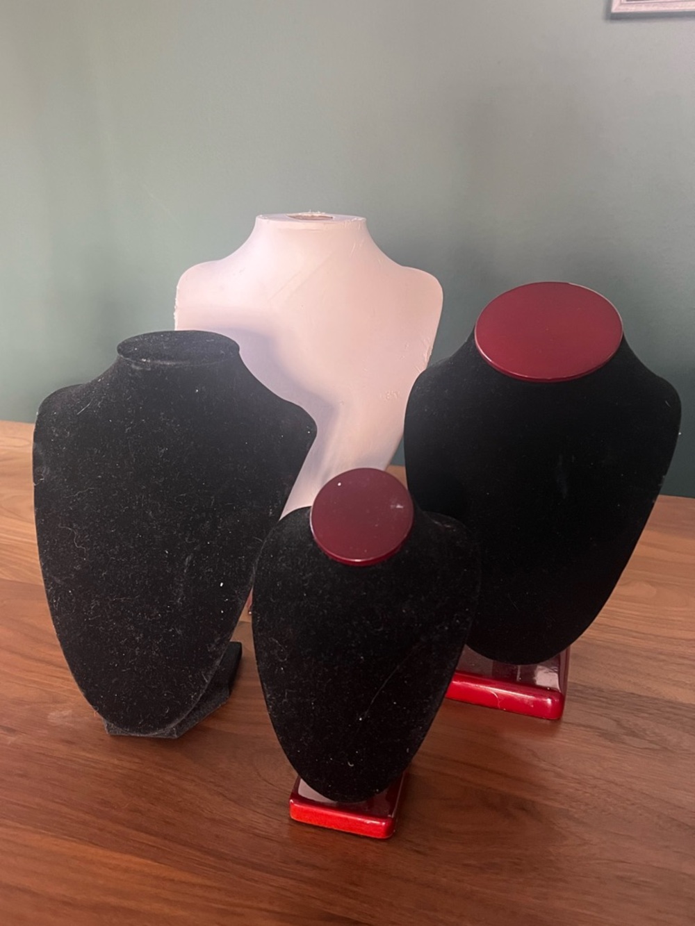 Set of Four Jewelry Display Bust Set - Black and White Velvet Mannequin Stands